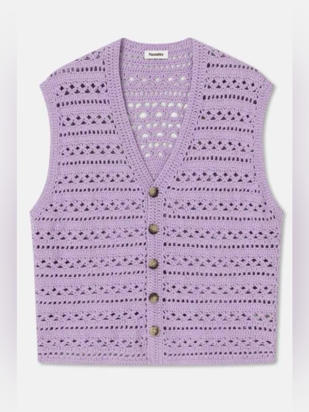 Nanushka Andor Lilac Crochet Knit Vest L NWT